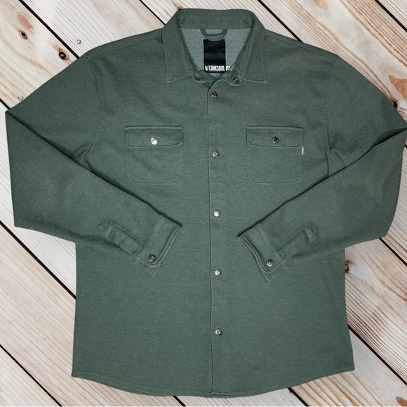 Linksoul Wyeth Shirt Jacket Shacket Men XL Snap Button Gray Cabin Core Golf Wear - Picture 4 of 10